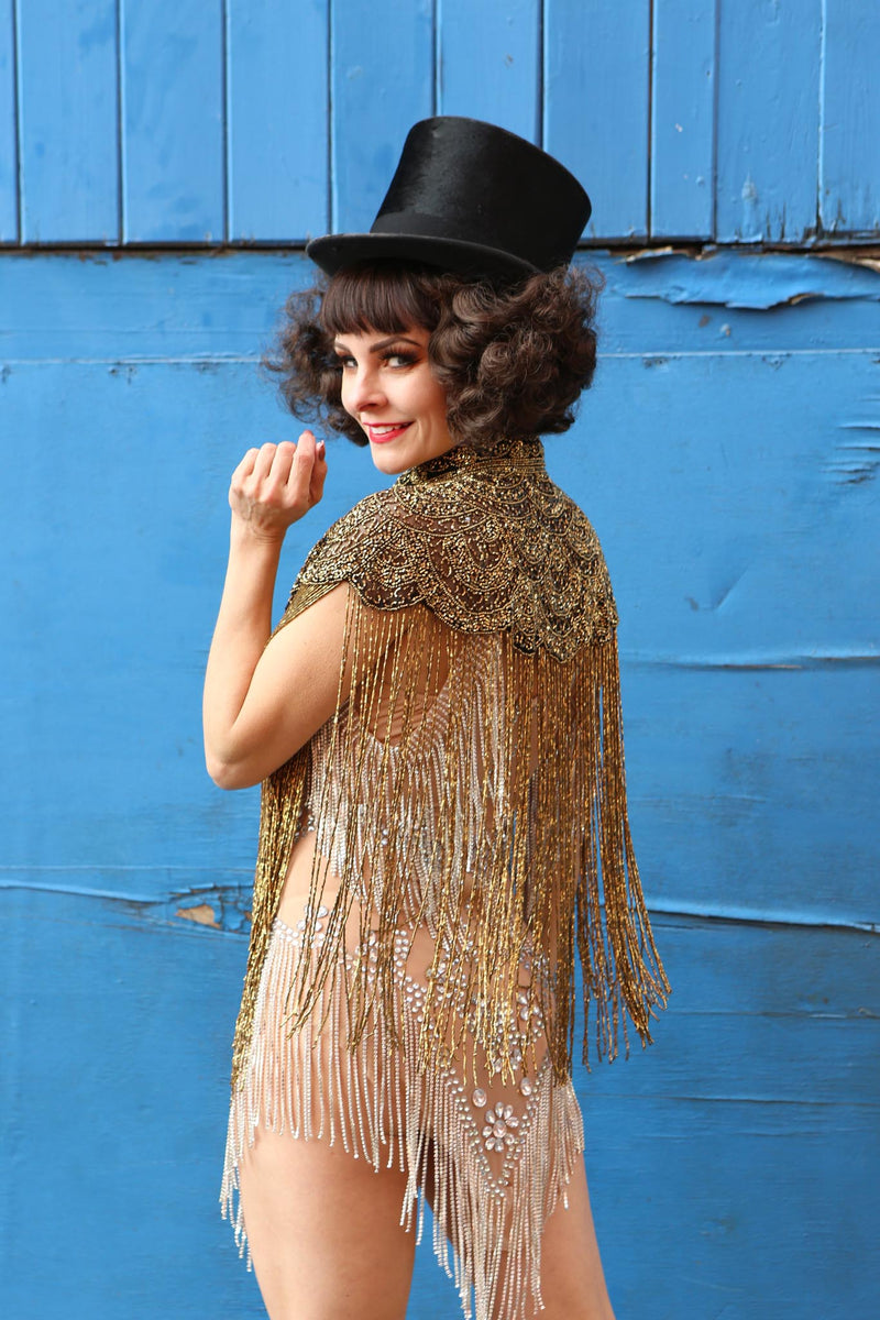 Intricate Gold Fringe Cape – Talulah Blue Costumes