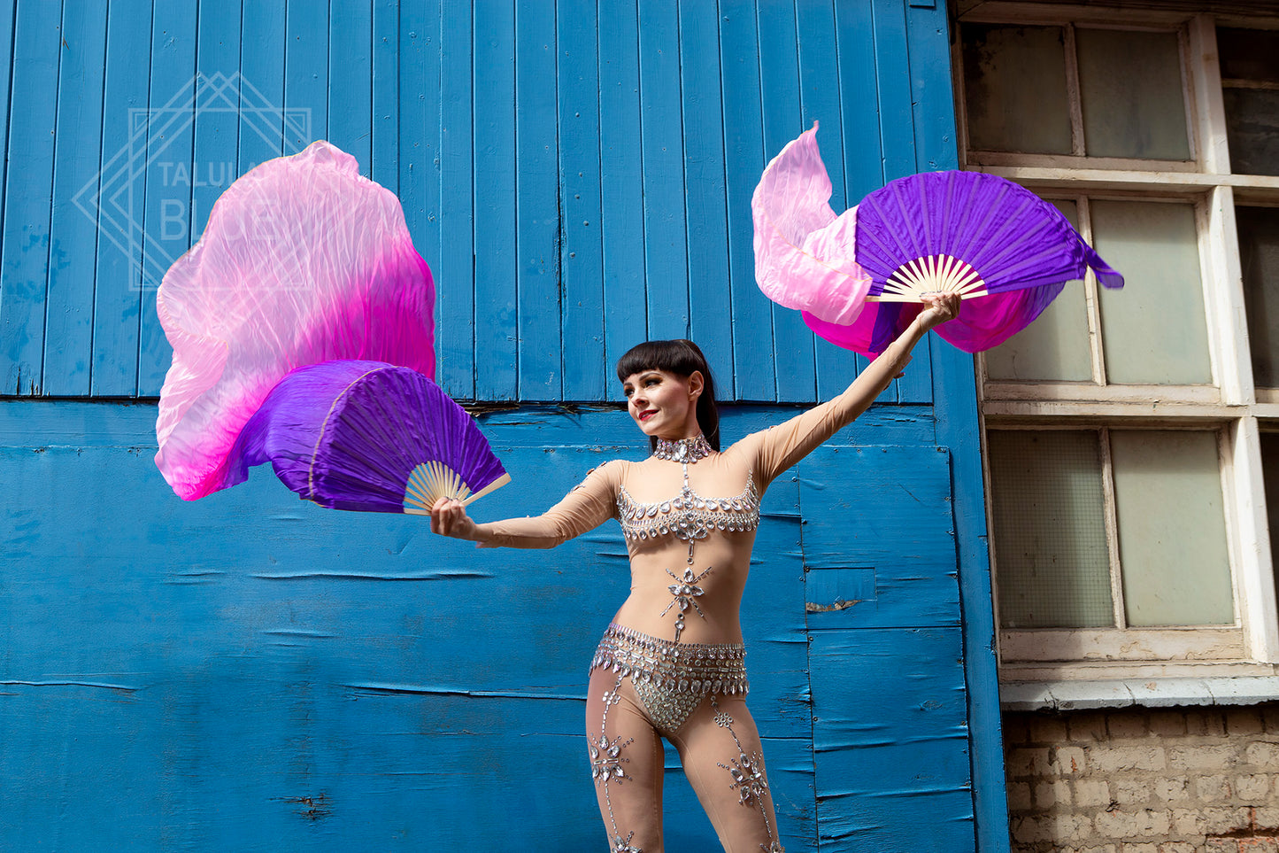 Pink & Purple Dip Dye Silk Fans